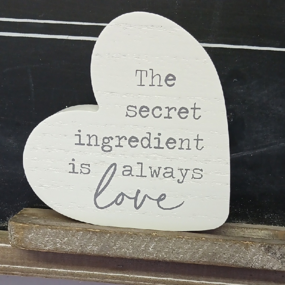 Hobby Lobby White Heart Decor with Gray Text